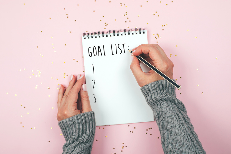 Goal list concept. Flat lay